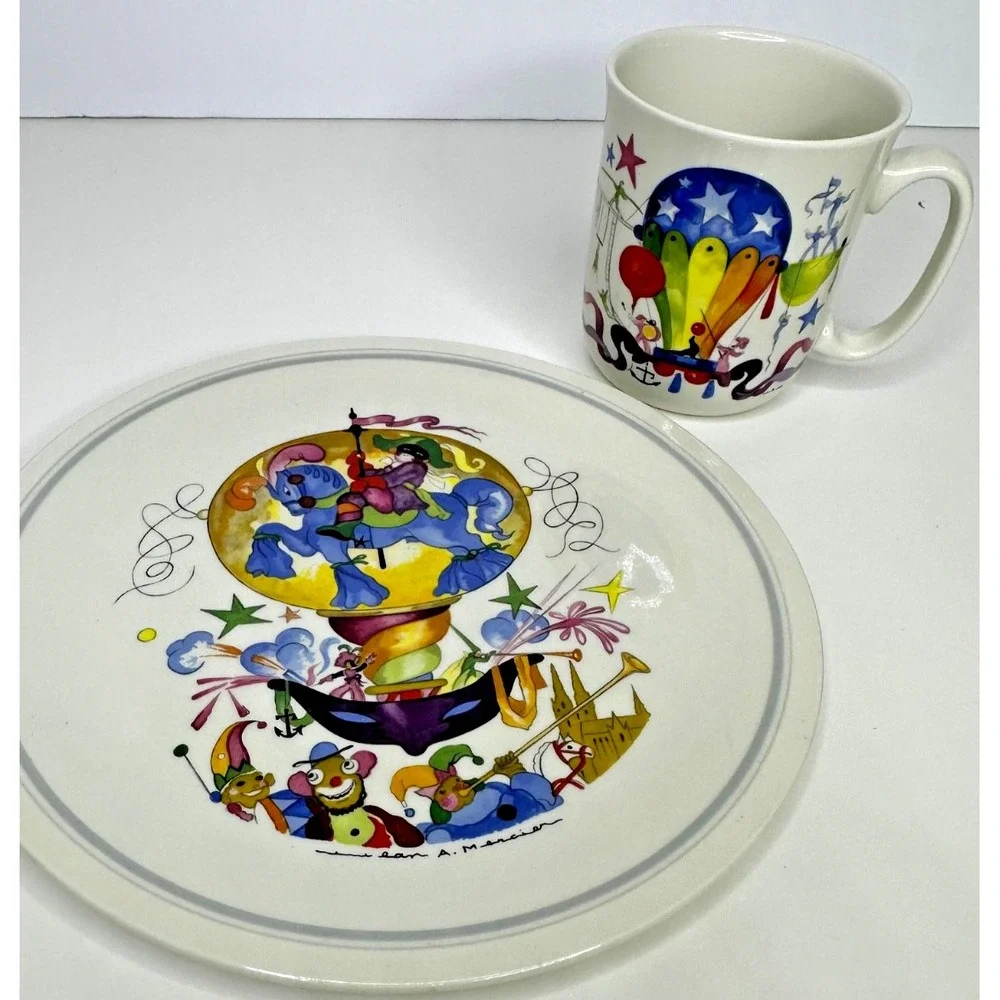 Villeroy Bosch Le Balloon China Salad Plate Mug Cup  Jean Mercier Luxembourg